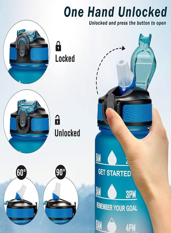 Sument Water Bottles Bpa Free Unbreakable Leakproof Non-Toxic 1 Litre Drinking Bottle W/ Carrying Strap Motivational Time Marker,Fast Flow Reusable Bottle For Gym & Outdoor Lifestyle-Plastic,Multi - Image 3
